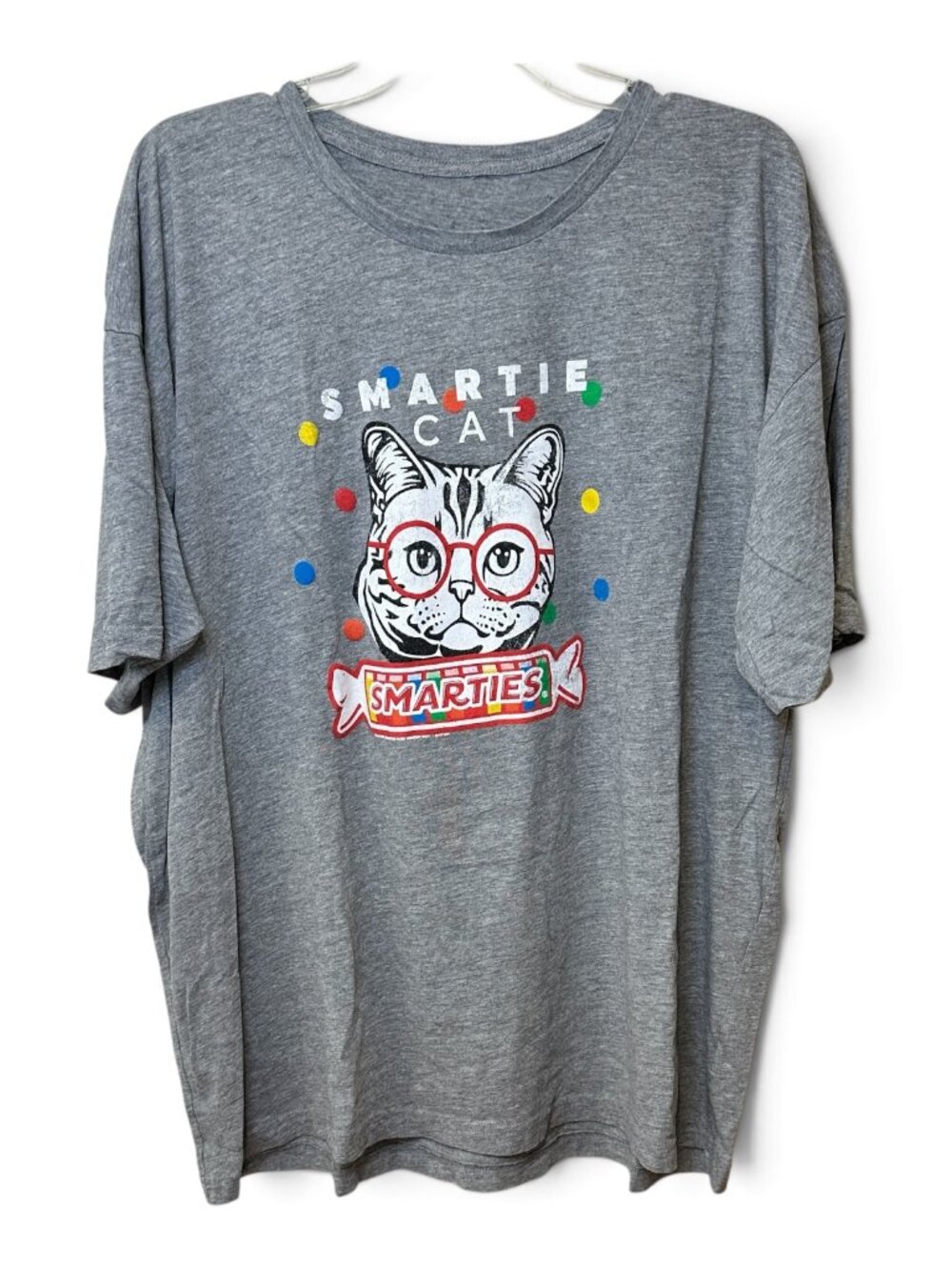 Smarties Smartie Cat In Glasses T-Shirt Candy Size 2XL Heather Gray